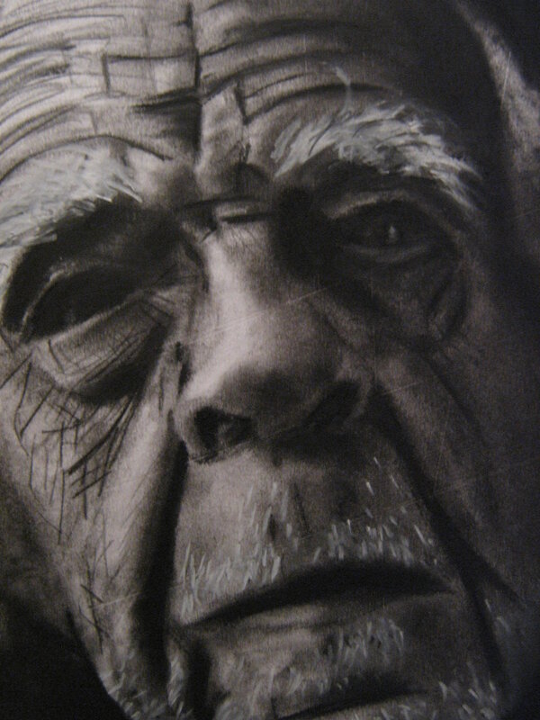 close-up of an old man's face