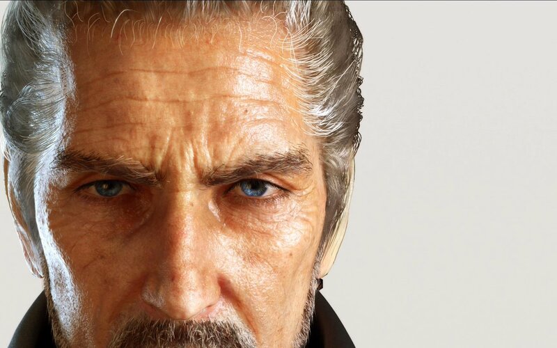 close-up of an older man's face