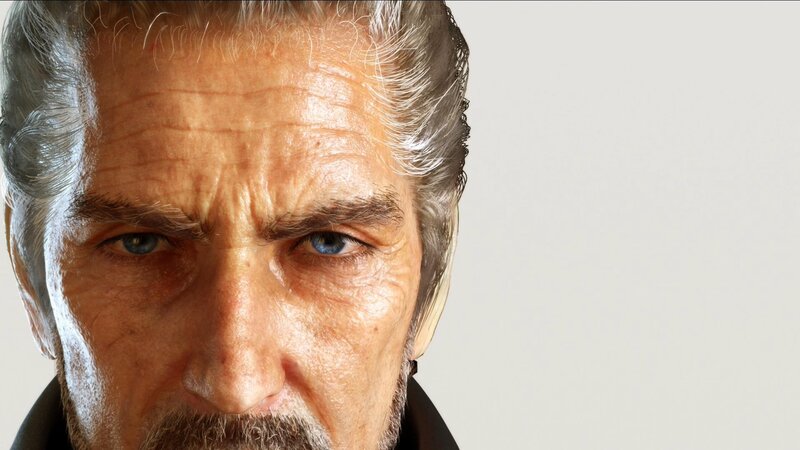 Close-up of an Older Man — White