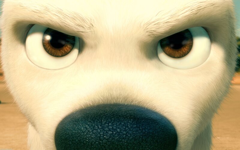 close-up of animated dog's face