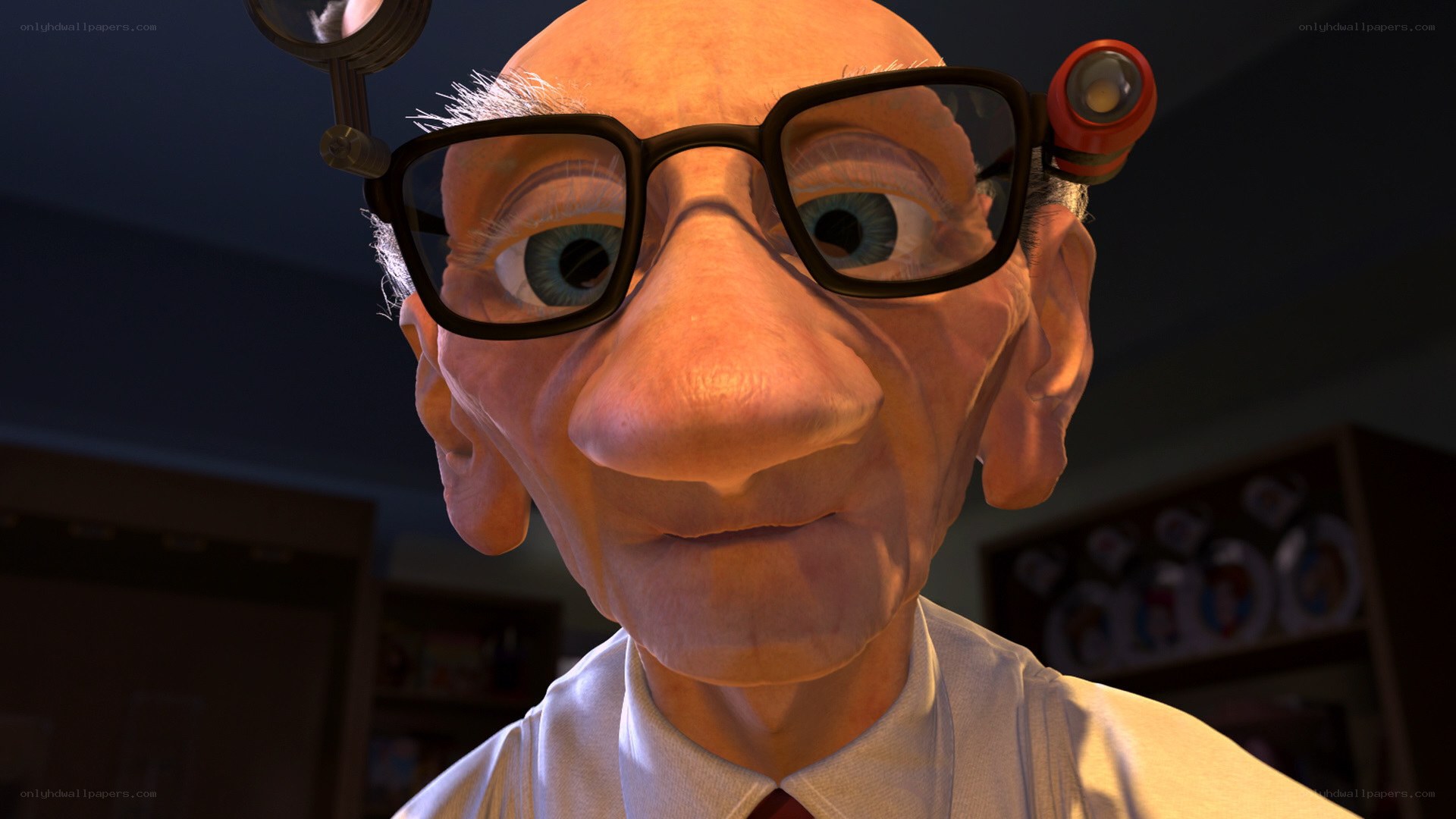 close-up of animated scientist