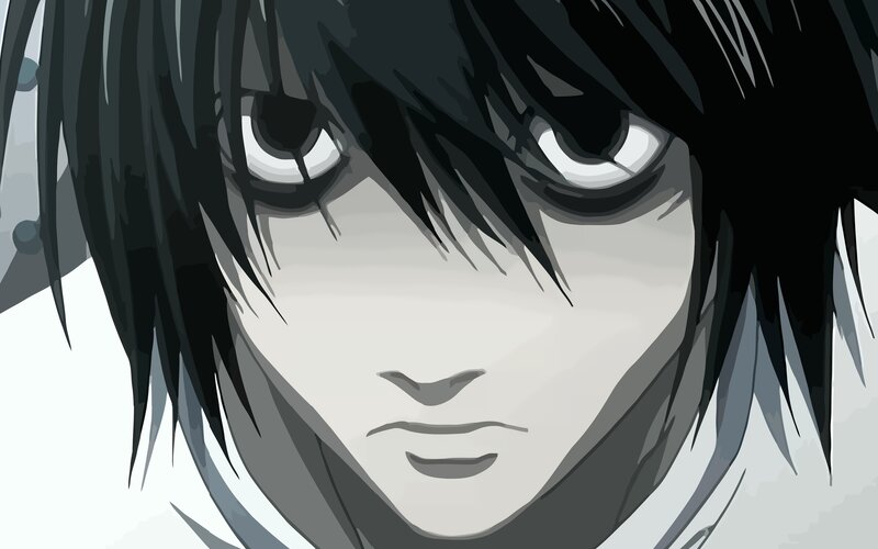 Close-up of Anime Character — Black, Intense