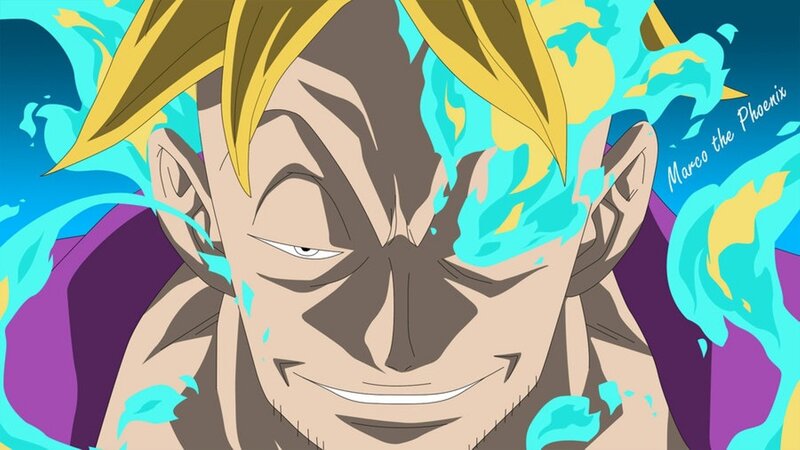 Close-up of Anime Character — Blue, Dramatic, Flames