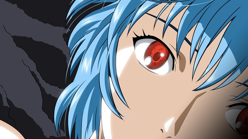 Close-up of Anime Character — Blue, Dramatic