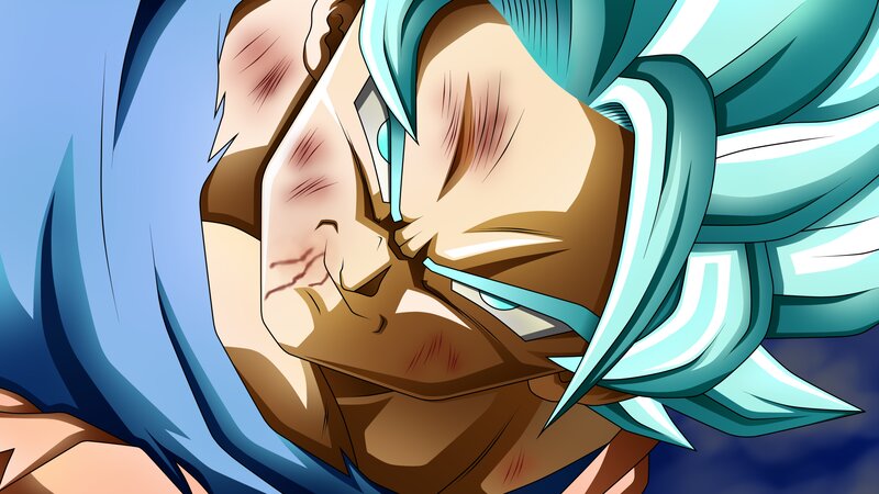 Close-up of Anime Character — Blue, Intense, Blue Hair