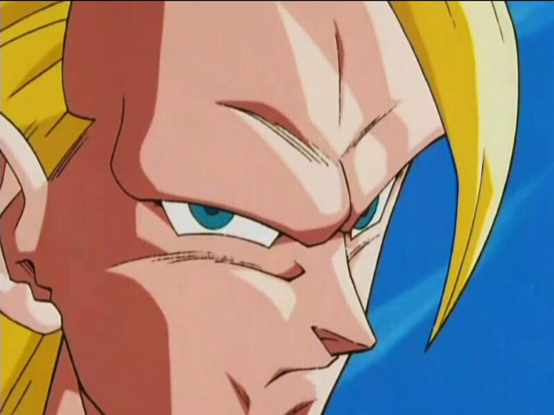 Close-up of Anime Character — Blue, Intense