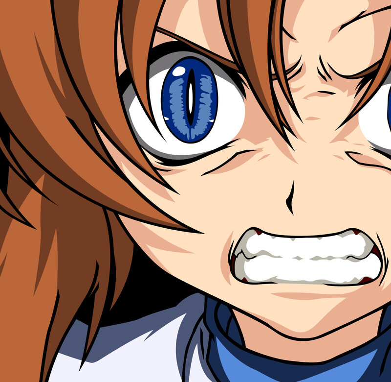 Close-up of Anime Character — Brown, Intense, Eye, Hair