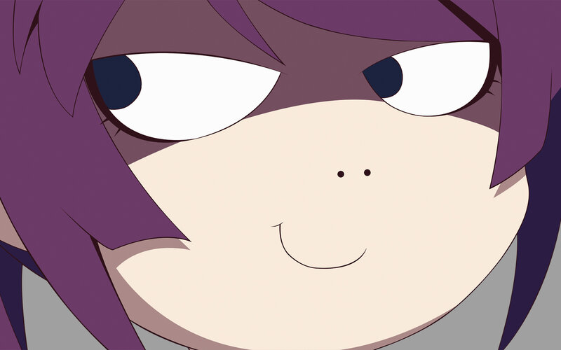 close-up of anime character face