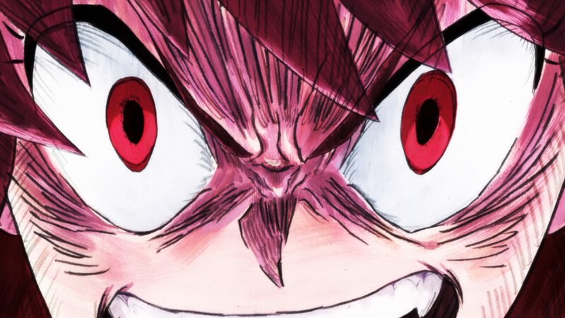 Close-up of Anime Character Face — Red