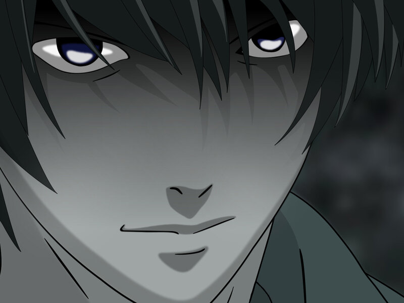Close-up of Anime Character — Gray, Serious