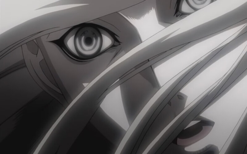 close-up of anime character's eye