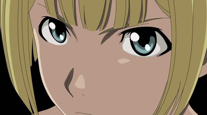 close-up of anime character's face