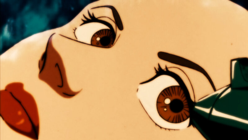 close-up of anime character's face