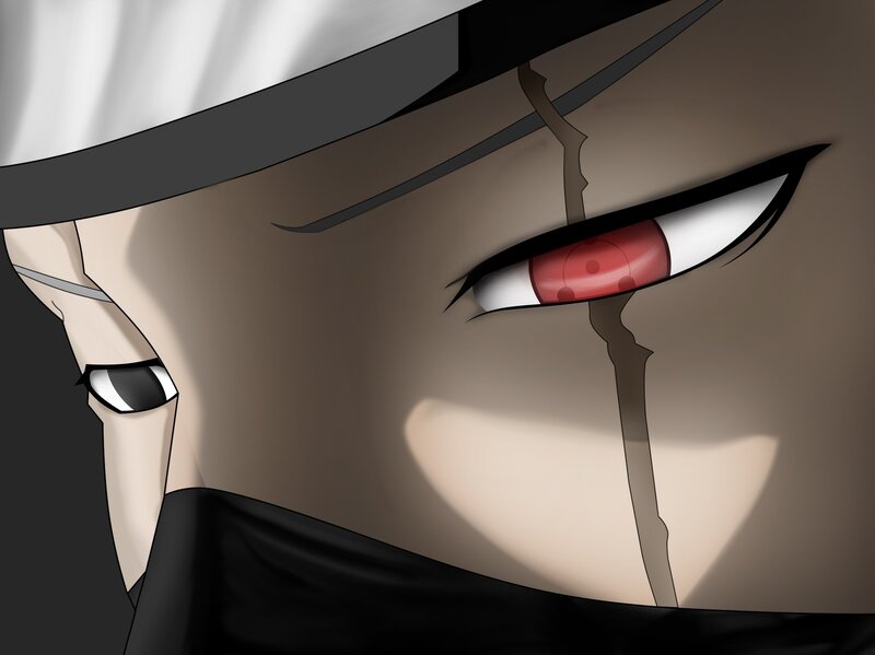 Close-up of Anime Character's Face — Black