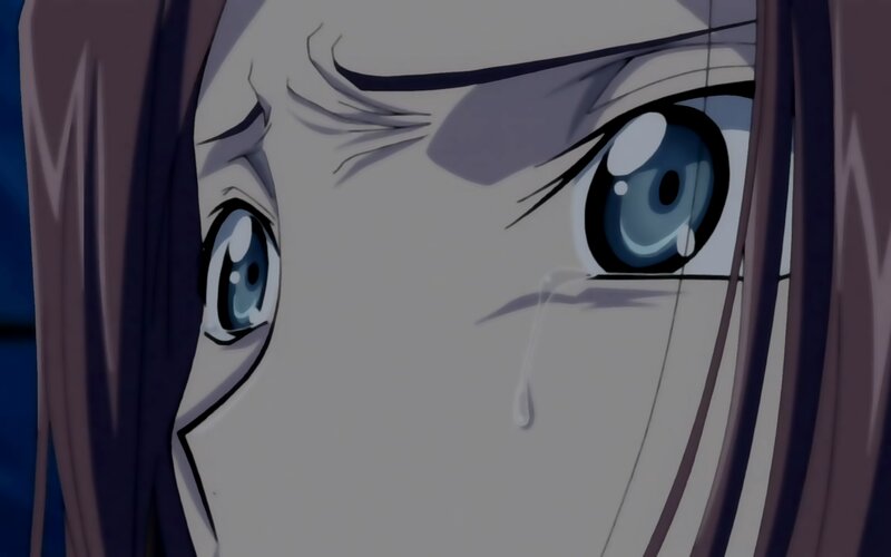 Close-up of Anime Character's Face — Blue, Dramatic