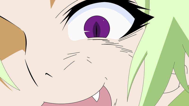 Close-up of Anime Character's Face — Green