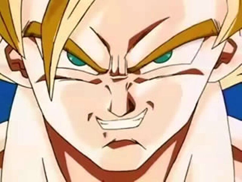 Close-up of Anime Character — Yellow, Intense, Face