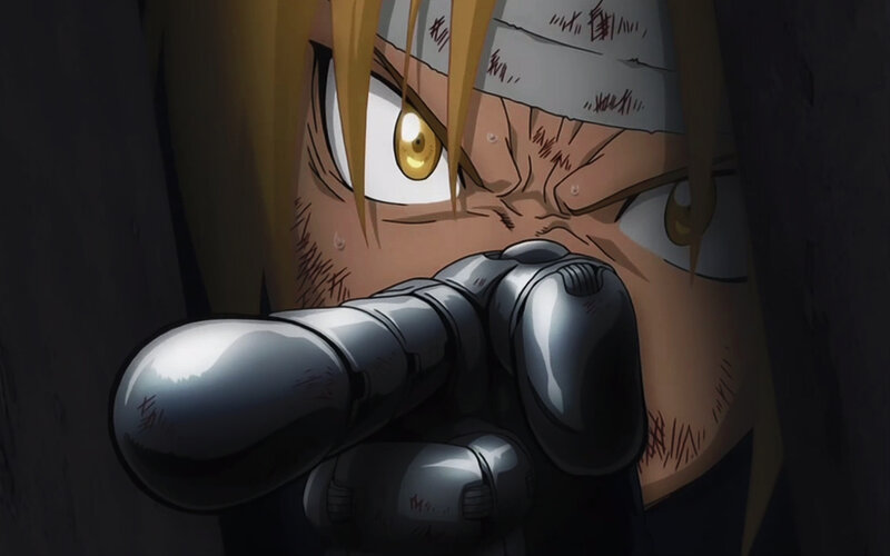 Close-up of Anime Character — Yellow, Intense, Mechanical Arm, Bandage