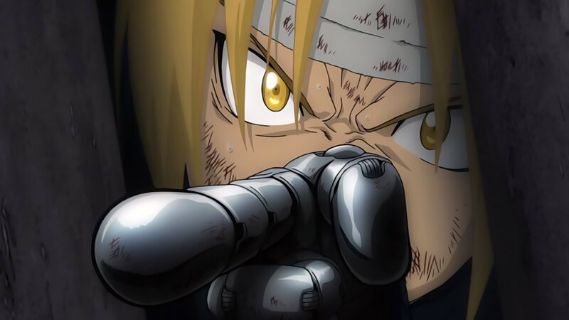 Close-up of Anime Character — Yellow, Intense, Mechanical Arm, Bandaged Head
