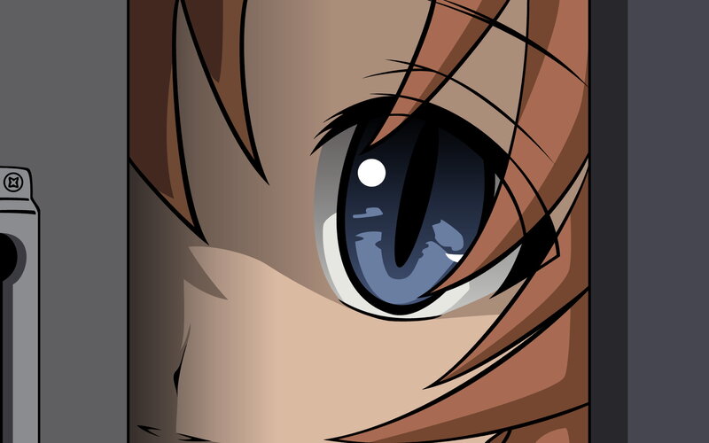 Close-up of Anime Eye — Blue, Dramatic, Hair