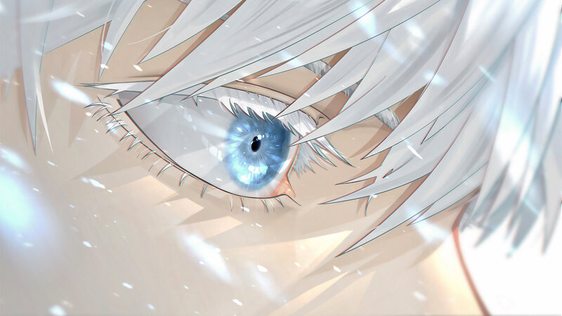 Close-up of Anime Eye — White, Dramatic