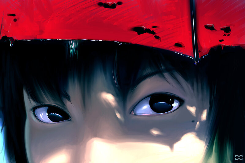 close-up of anime eyes