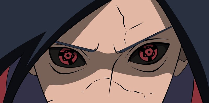 Close-up of Anime Eyes — Black, Intense, Hair, Forehead
