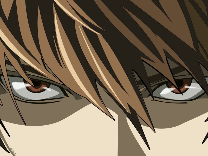 Close-up of Anime Eyes — Brown, Intense, Hair
