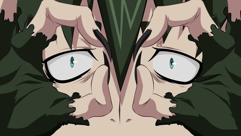 Close-up of Anime Eyes — Green, Dramatic, Glasses, Hands