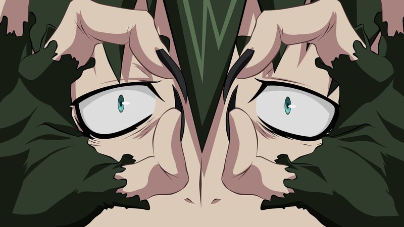 Close-up of Anime Eyes — Green, Dramatic, Glasses