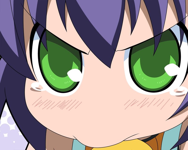 Close-up of Anime Girl — Purple, Intense