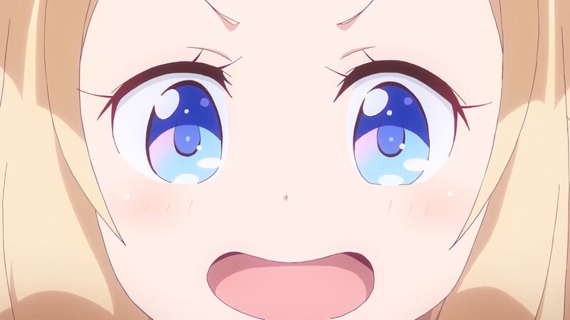 Close-up of Anime Girl's Face — Blue, Surprised