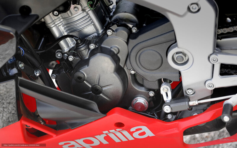 Close-up of Aprilia motorcycle engine