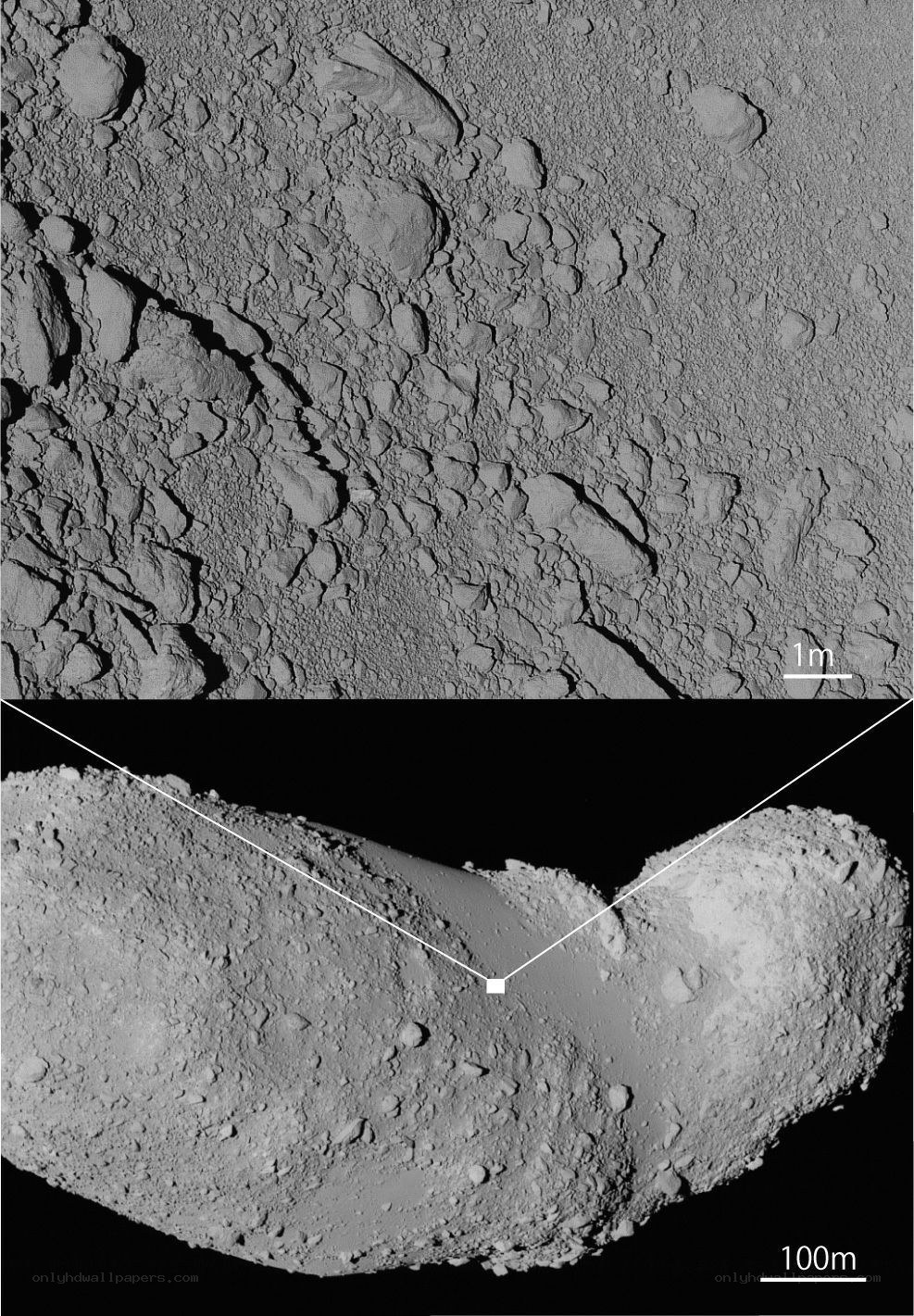 Close-up of asteroid surface