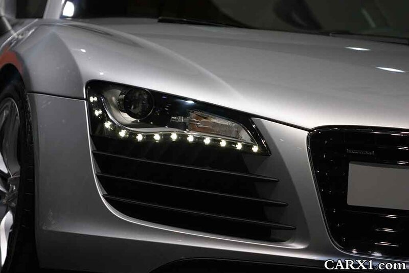 close-up of audi car headlight