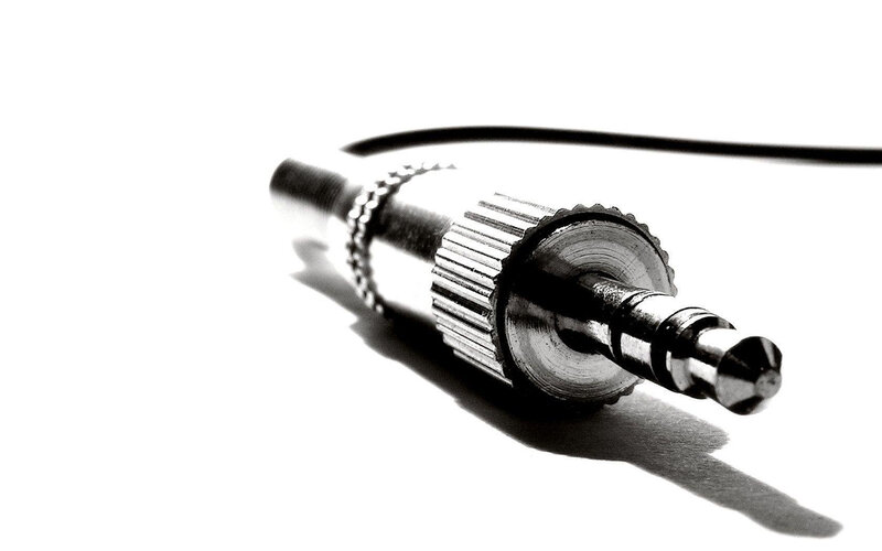 close-up of audio jack