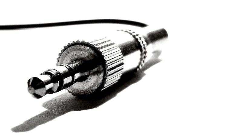 close-up of audio jack connector