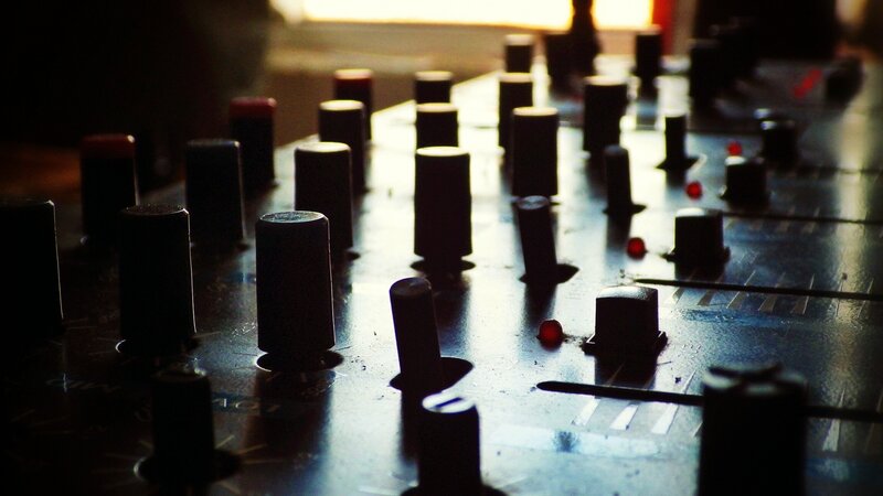 Close-up of Audio Mixer — Black, Dramatic