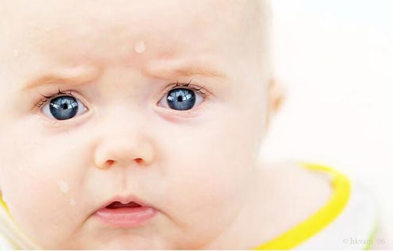 close-up of baby with tears
