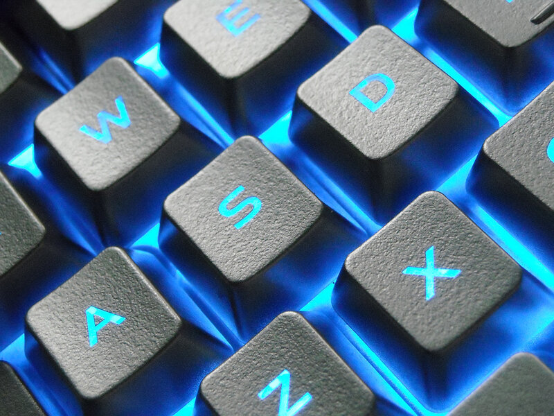 close-up of backlit keyboard keys