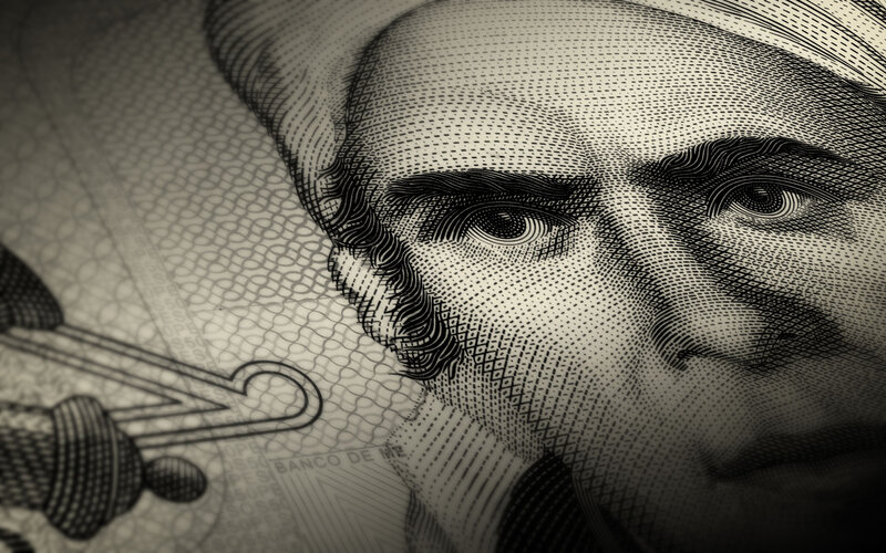 close-up of banknote portrait