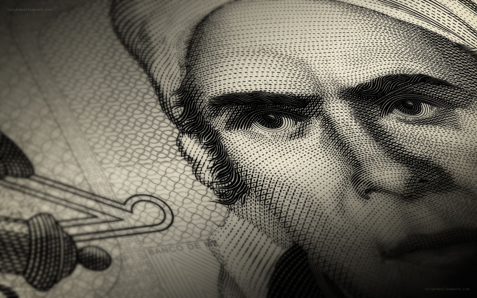 close-up of banknote portrait