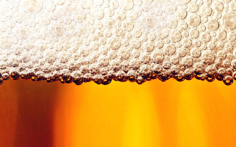 close-up of beer foam