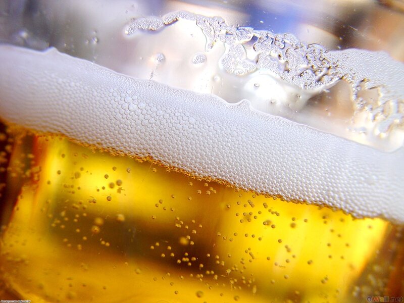 close-up of beer foam
