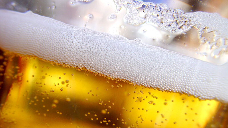 close-up of beer foam