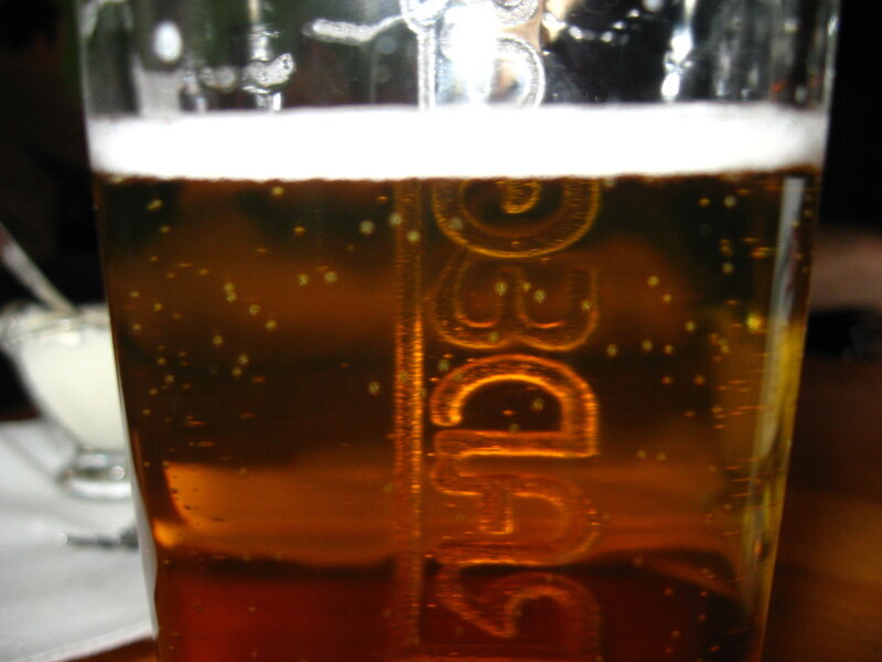 close-up of beer in glass