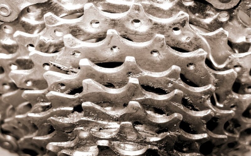 close-up of bicycle cassette