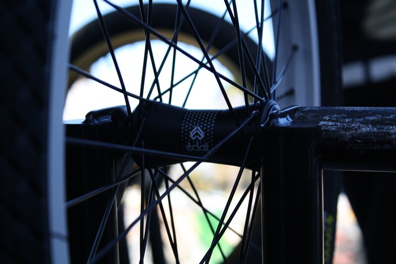 close-up of bicycle wheel