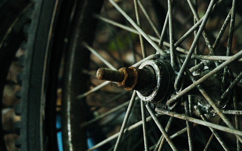 Close-up of Bicycle Wheel — Gray