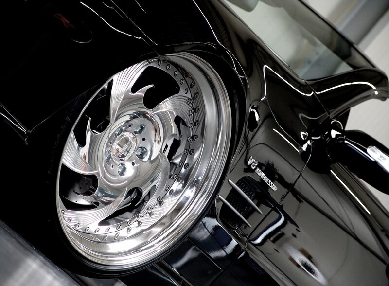 close-up of black car wheel